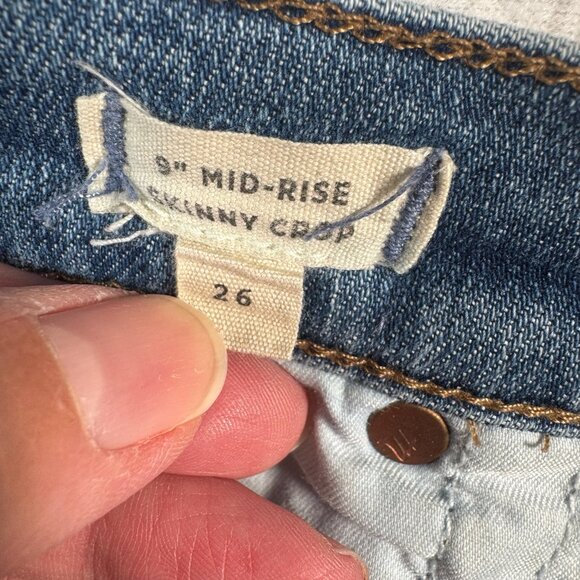 Madewell Jeans Womens 26 Blue Slinny Crop Mid Rise Dark Wash Button Fly - Picture 4 of 14